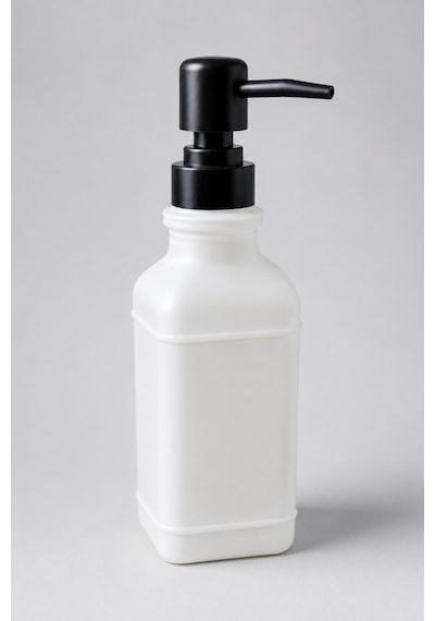 Aura Cam Sıvı Sabunluk 400 Ml Siyah Pompalı Modern Dekoratif Banyo Ve Mutfak Dispenseri - 19,5 Cm X 6 Cm X 6 Cm Beyaz
