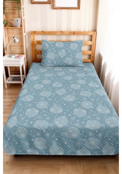 Mavi Yıldızlı Bohem Genç Odası Tek Kişilik Pike Takımı-gece Desenli 160x220 Cm Kapitone Yatak Örtüsü Gölge Koru Akışı