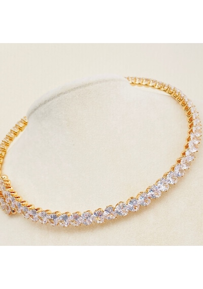 Choker Kolye Kalp Su Yolu Esnek Kelepçe Model Yüksek Kalite 316 L Çelik Gold 39 Cm Gold