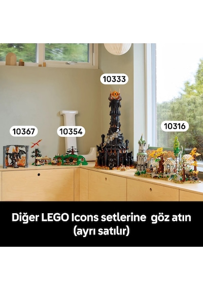 LEGO® Icons Yüzüklerin Efendisi: Balrog™ Kitaplık Dekoru 10367 - Yetişkinler için Dekoratif Film Hatırası Model Yapım Seti (1201 Parça)