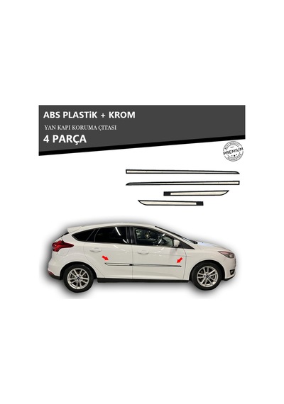 Ford Focus 2011 Üzeri Sedan-hb Yan Kapı Koruma Çıtası Plastik + Krom Unvrslppkçt00048