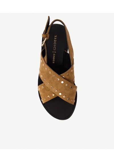 Yargıcı Çapraz Bantlı Trock Detaylı Deri Sandalet 26ykay4001x 013 Camel