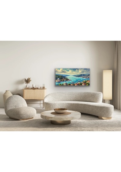 İstanbul Boğaz Manzarası Kanvas Tablo 60x120cm Çok Renkli