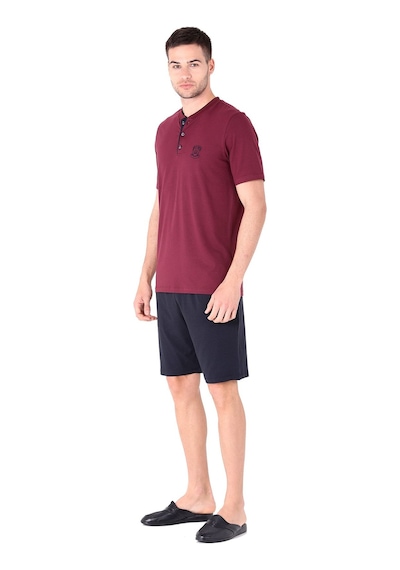 D's Damat Şort Pijama Takımı Bordo Bordo