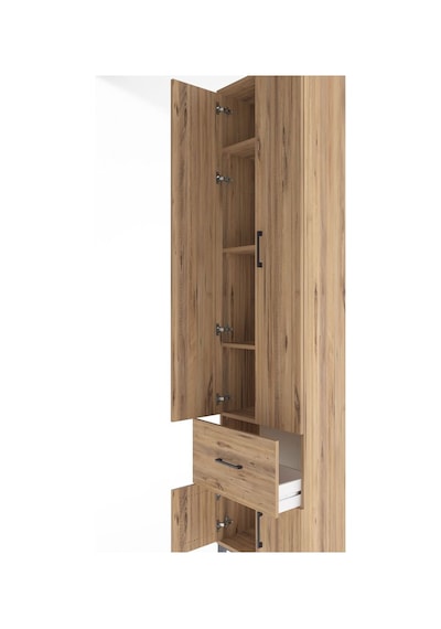 Arges Dolap 4 Raflı Tek Çekmeceli 4 Kapaklı 60x30x243 Çam-çam Çam