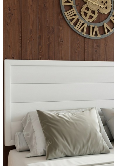 Hüma Yatay Başlıklı Masif Ahşap Karyola Beyaz 100x200