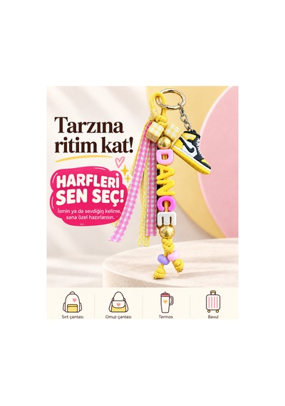 Genel Markalar Kişiye Özel Çanta Aksesuarı/isimlik/charm Sarı Sarı