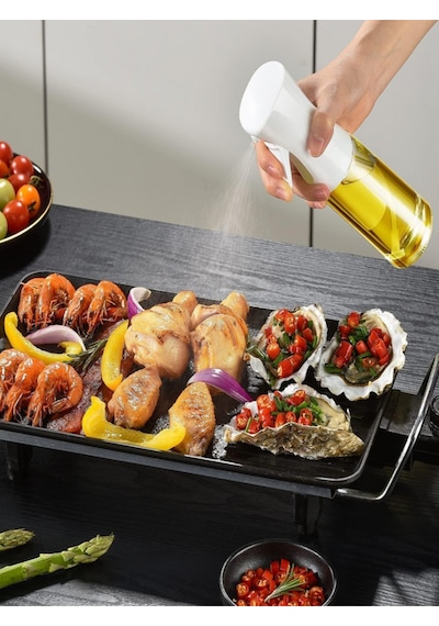 Sprey Yağdanlık Airfryer İçin Yağdanlık Püskürtmeli Cam Şişe Zeytinyağı Sirke Yağ Püskürtücü Beyaz Diğer