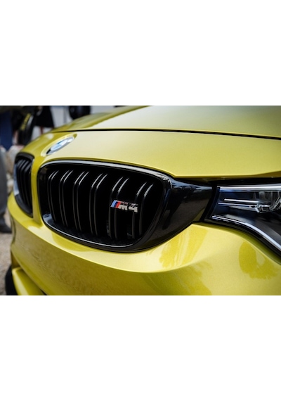 Bmw F32 M4 Ön Böbrek Panjur Piano Black - Logolu Çift Tırnak
