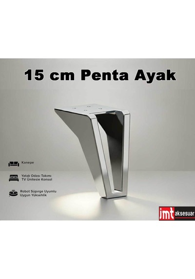 Penta 15 Cm Krom Koltuk Baza Dolap Tv Ünitesi Yatak Odası Konsol Çocuk Ve Genç Odası Ayağı Krom