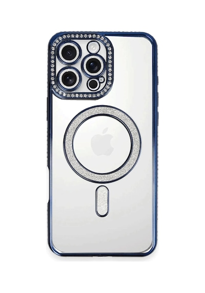 Bezos İphone 16 Pro Max Uyumlu Kılıf Joke Simli Magneticsafe Kılıf - Lacivert Bty