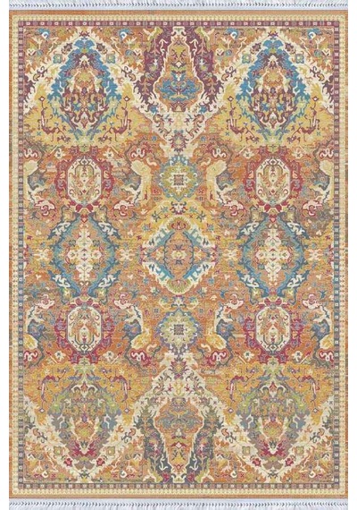 Çok Renkli Vintage Dokuma Pamuk Taban Kaymaz Kilim Klm211n11