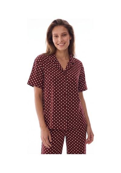 Penti Kahverengi Polka Dots Gömlek Pantolon Pijama Takımı Bn89