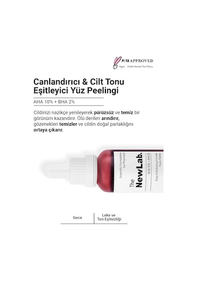 The NewLab Canlandırıcı & Cilt Tonu Eşitleyici Kırmızı Peeling Serum 30 Ml (Aha 10% Bha 2%)