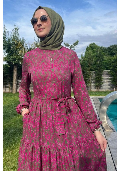 Rabia Şamlı Betül Gül Kurusu Elbise Normal