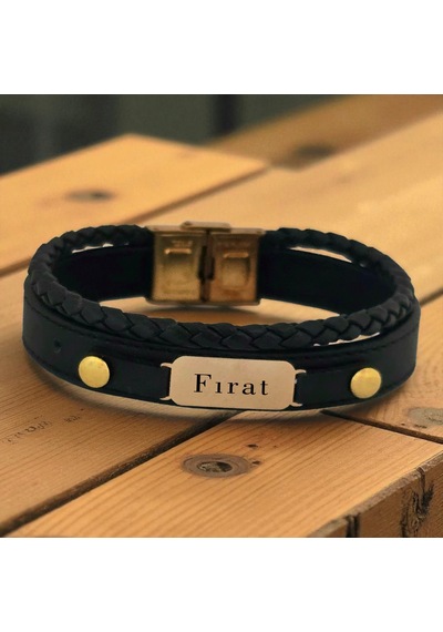 Archin Fırat İsmine Özel Hakiki Siyah Derili Oval Motifli 14 Ayar Altın Plakalı Hediye Bileklik-563isim Fırat Archin Fırat İsmine Özel Hakiki Siyah Derili Oval Motifli 14 Ayar Altın Plakalı Hediye Bileklik-563isim Fırat