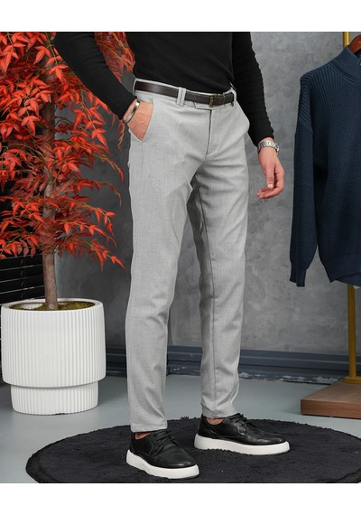 Modefendi Slim Fit Kalıp Düz Kumaş Pantolon Gri