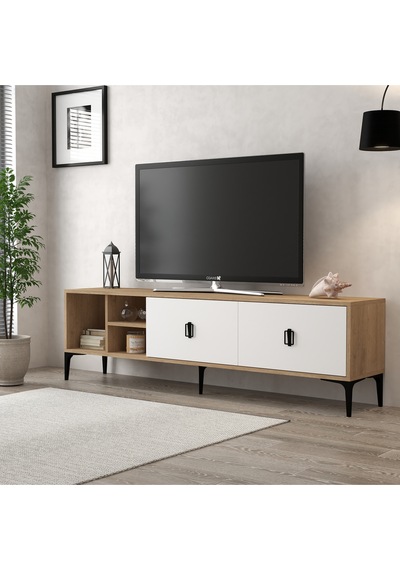 3804 Era Tv Ünitesi 180 Cm 2 Kapaklı Raflı Sepet - Beyaz Tv Sehpası Beyaz - Sepet Çok Renkli 3804 Era Tv Ünitesi 180 Cm 2 Kapaklı Raflı Sepet - Beyaz Tv Sehpası Beyaz - Sepet Çok Renkli