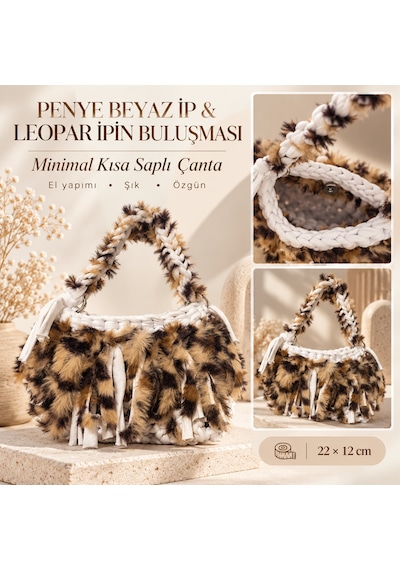 Beyaz Leopar El Çantası Beyaz - Leopar
