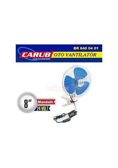 Carub Oto Vantilatör 24v 8 İnch Mandallı Çakmak Girişli