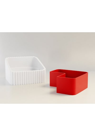 3d Baskı Fıstık Kasesi - Çift Hazneli Kabuk Ayırıcı Sunum Kasesi - Beyaz Kırmızı Diğer