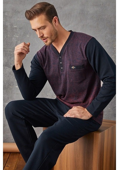 Kly 7033 Erkek Jivago Yaka Pijama Takım