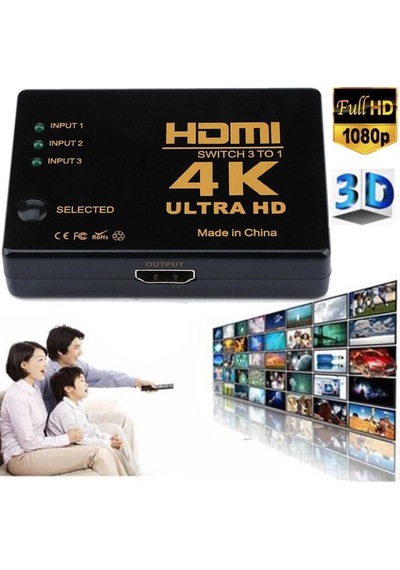 Hdmi Çoklayıcı 3 Port 4K Ultra Hd Hdmi Switch Splitter