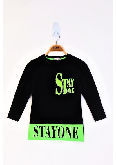 Toontoy Kids Toontoy Kız Çocuk Stay One Baskılı Tişört Siyah