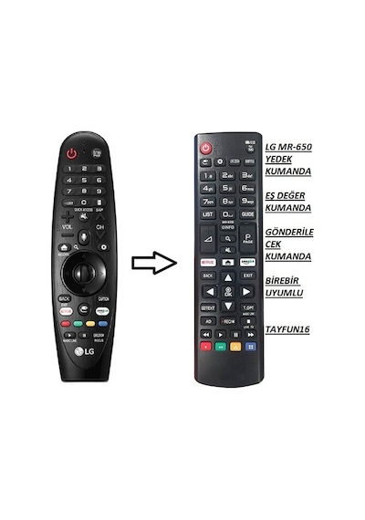 LG Uyumlu Tv Kumandası An-Mr650A 2017 Serisi Webos 3.5-Yedek Kumanda