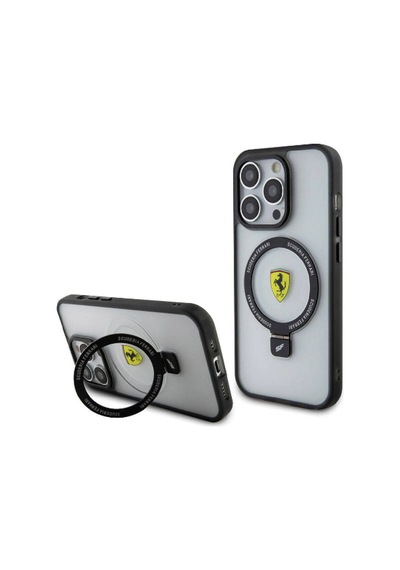 Apple iPhone Uyumlu 15 Pro Kılıf Ferrari M-safe Şarj Özellikli Standlı Buzlu Yüzey Dizayn Kapak Çok Renkli