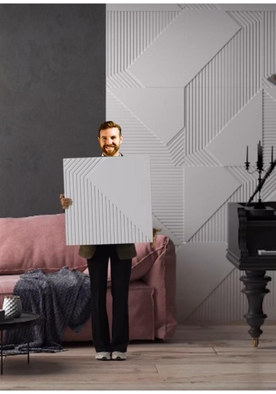 50cmx50cm 1adet Beyaz 3d Abs Çizgili Desenli Pvc Dayanıklı Duvar Paneli Silinebilir Lambiri Model