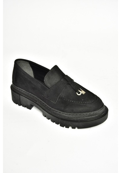 Fox Shoes T294882202 Siyah Süet Makosen Kadın Ayakkabı Siyah