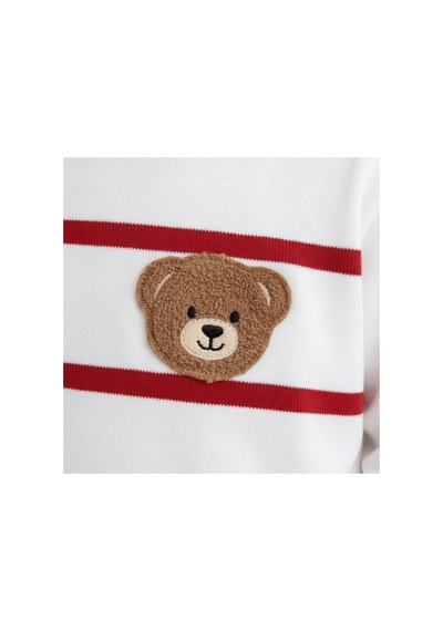 Ürünya Erkek Bebek Pamuklu Çizgili Animal Desenli Sweatshirt Eşofman Takımı - 12 Ay Kırmızı 2'li Lacivert