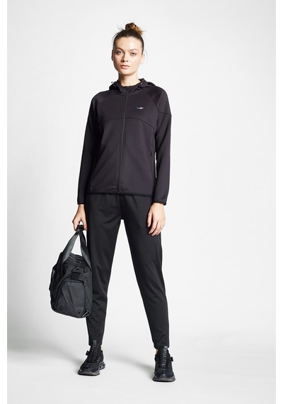 Lescon Kadın Koşu Fermuarlı Kapüşonlu Sweatshirt 24b-2002 Siyah