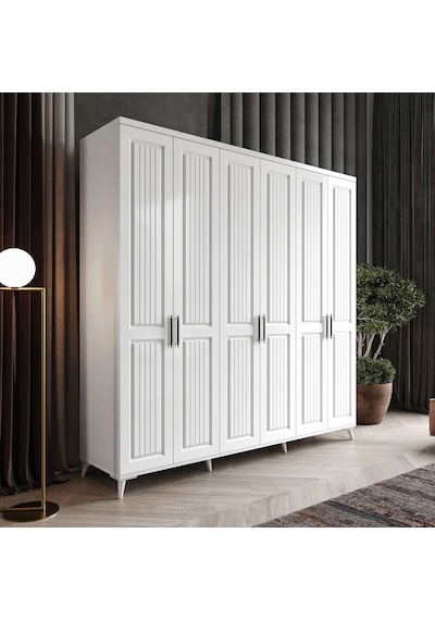 Adenna 6 Kapaklı Komple Mdf Beyaz Gardırop
