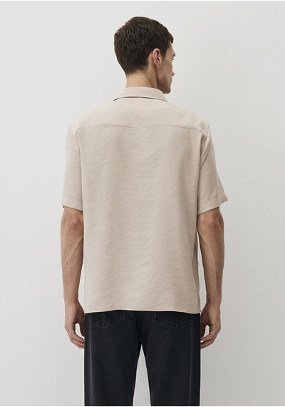 Mavi - Kısa Kollu Bej Tencel Modal Karışımlı Gömlek 0211517-82393 Mavi - Kısa Kollu Bej Tencel Modal Karışımlı Gömlek 0211517-82393