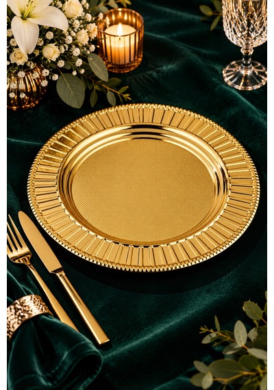 6'lı Gold Paslanmaz Çelik Supla Seti 33 Cm Amerikan Servis Ve Sunum Altlığı Altın - 941835872 Altın