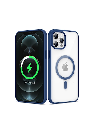 Zore Apple iPhone 12 Pro Max Uyumlu Magsafe Wireless Şarj Özellikli Silikon Omsy Ege Kılıf-mavi