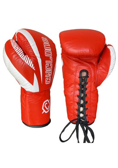Cyclone Legion Hakiki Deri Bağcıklı Boks Ve Kick Boks Eldiveni Kırmızı