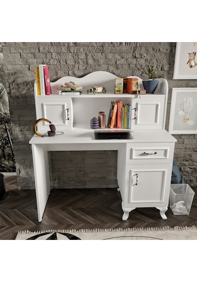 Kznhome Kartopu Çalışma Masası, Bilgisayar Masası - Tamamı 1. Kalite Mdf Beyaz