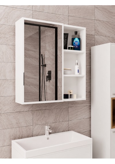 Dalin Tek Kapak Aynalı Banyo Dolabı Mdf Beyaz