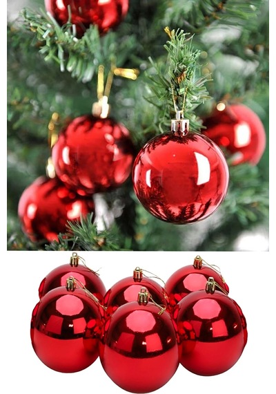 Ers 12 Adet Parlak Kırmızı 3 Cm Mini Yılbaşı Topu, Noel Çam Ağacı Topu, Süs Topu Diğer