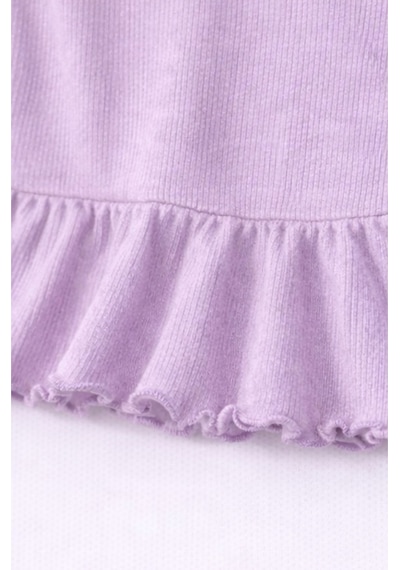 For My Baby Fitilli Kumaş 2 Li Kız Bebek Takım Şortlu Yazlık Lila