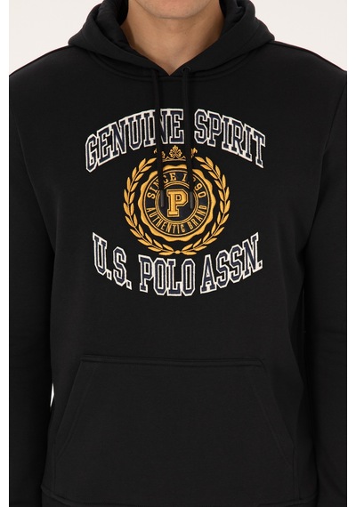 U.S. Polo Assn. Erkek Regular Fit Kapüşonlu Şardonlu Siyah Sweatshirt 50308999-VR046