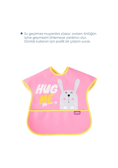 Babyjem Poli Muşamba Mama Önlüğü Büyük Pembe