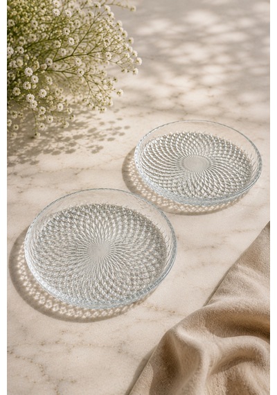 Aden - 2'li Pasta Sunum Tabak 19 Cm Beyaz