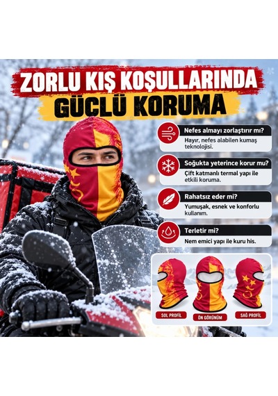Genel Taraftar Maskesi Kışlık Unisex Termal Balaklava Boyunluk Nefes Alabilen Rüzgara Kırmızı / Standart
