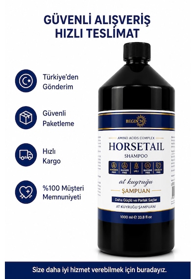 Begısun At Kuyruğu Şampuanı Amino Asit Kompleksi Tüm Saç Tipleri İçin 1000 Ml