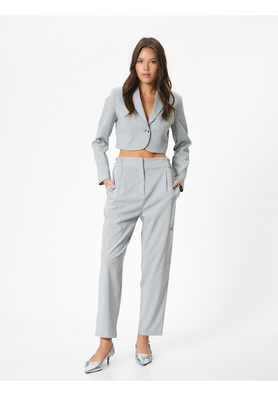 Koton Yüksek Bel Jogger Pantolon Kargo Cepli Gri Melanj 4sak40134uw Gri Melanj