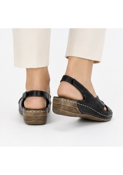 N Napa Shoe Np.224.siyah Deri Sandalet